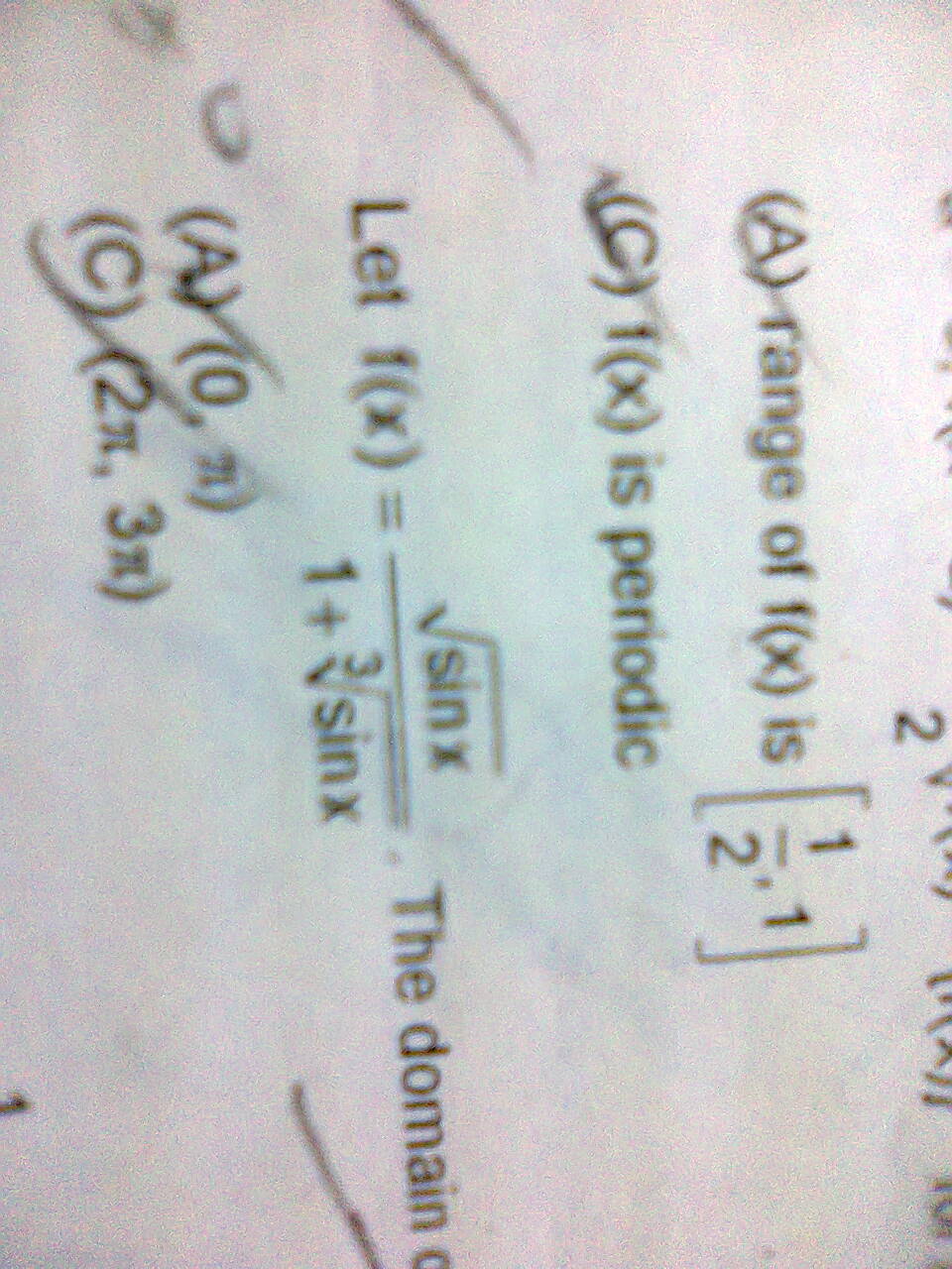 Question image for Q .FIND THE DOMAIN OF THE FUNCTION WHOSE PIC IS AT